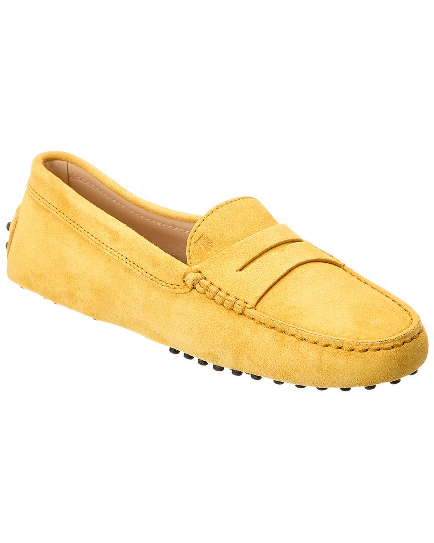 Shop Tod's Gommini Suede Loafer In Yellow