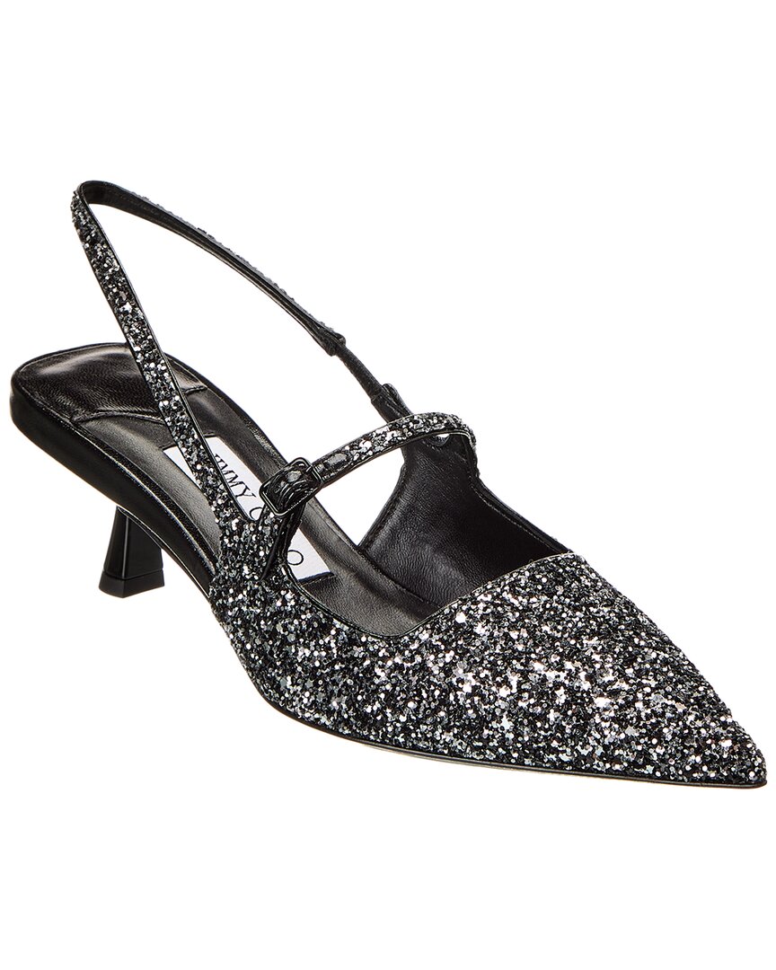 Jimmy Choo Sparkling 45mm Pointed Toe Slingback Pumps In Silver