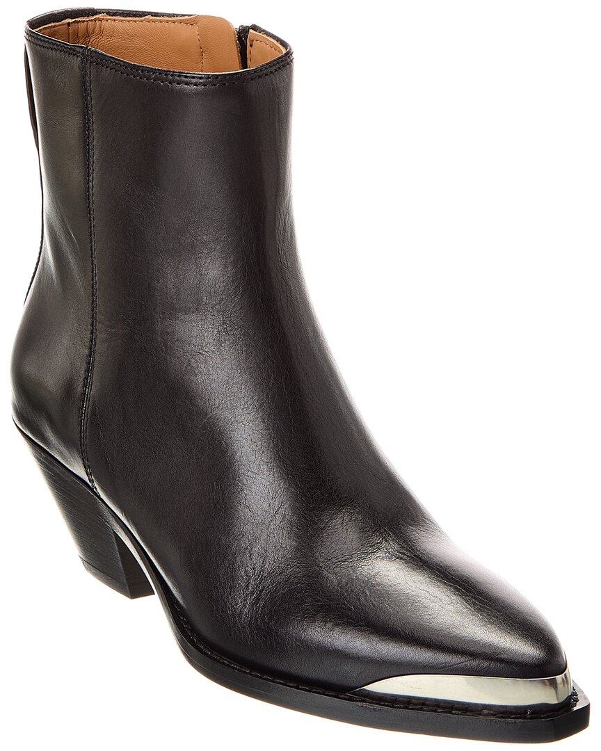 Isabel Marant Adnae Embellished Leather Ankle Boots In Black