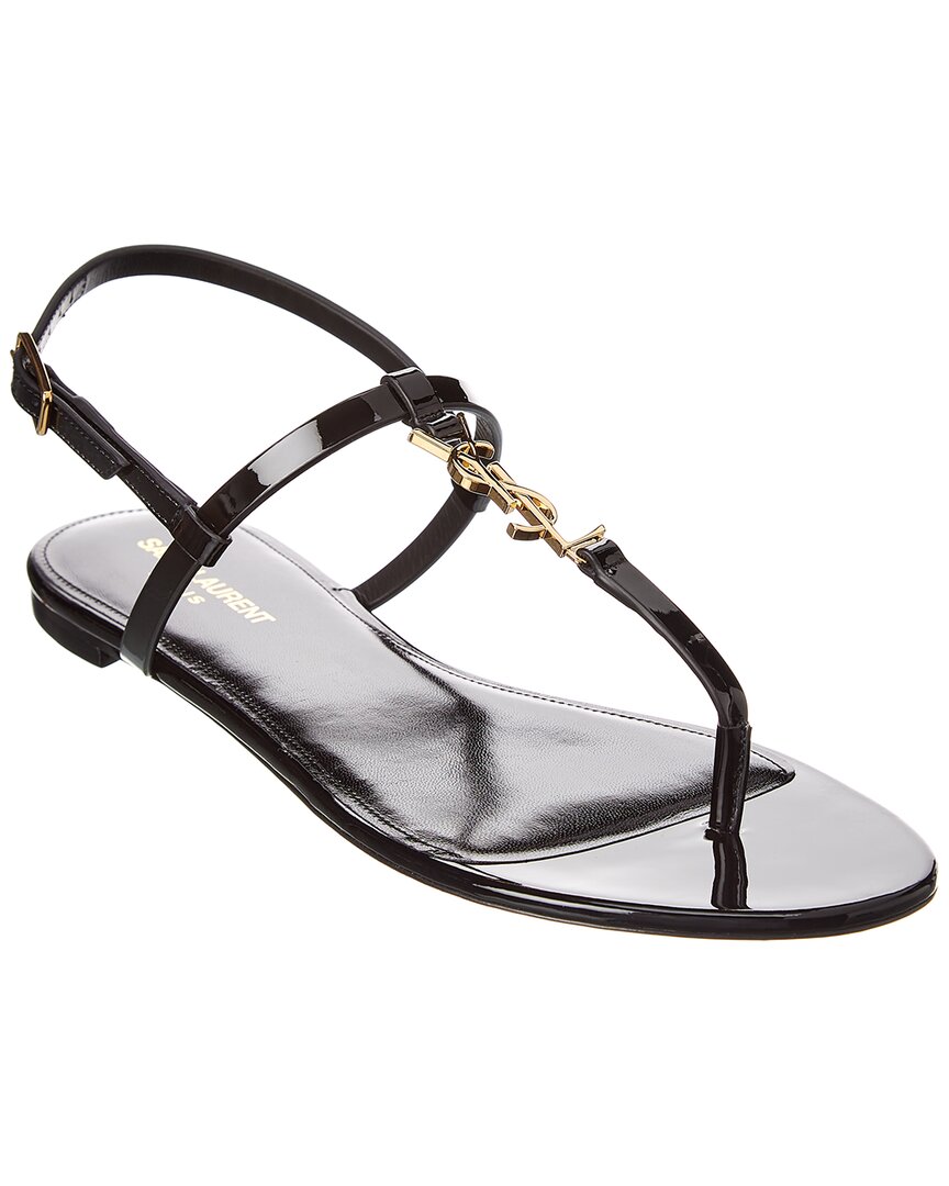 Saint Laurent Cassandra Patent Sandal In Black