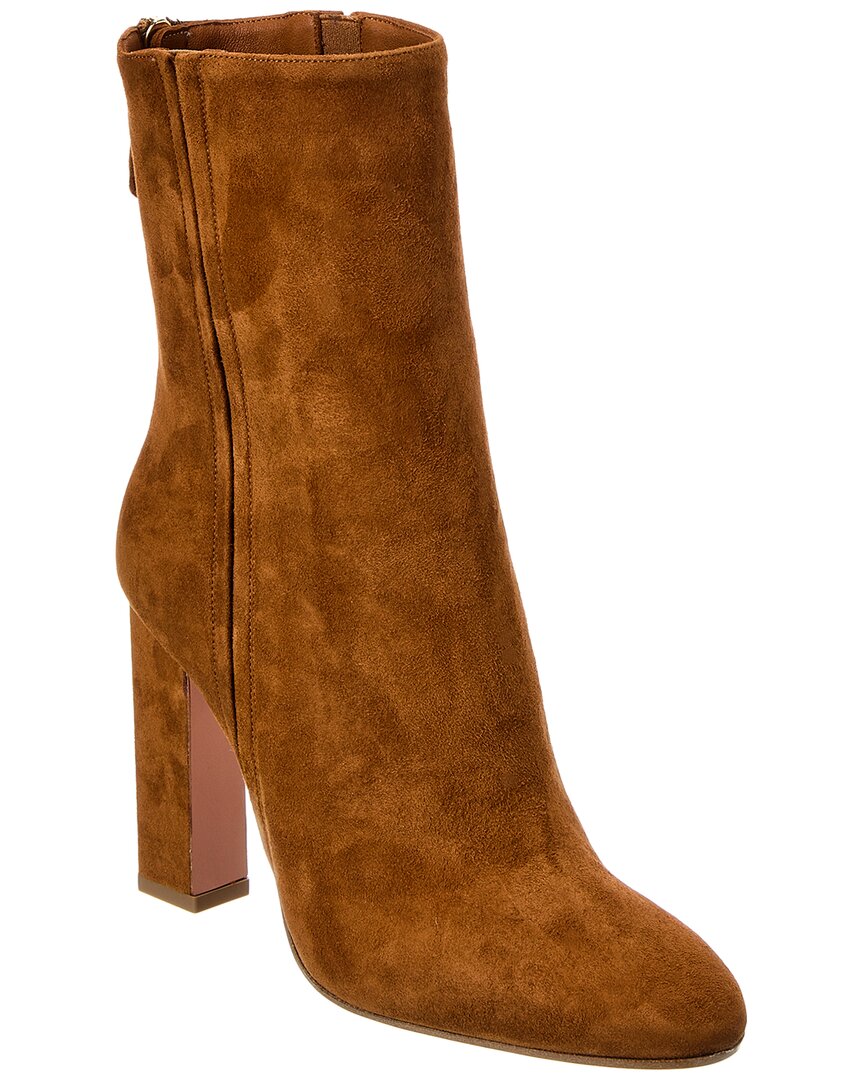 Aquazzura Joplin 105 Suede Bootie In Brown