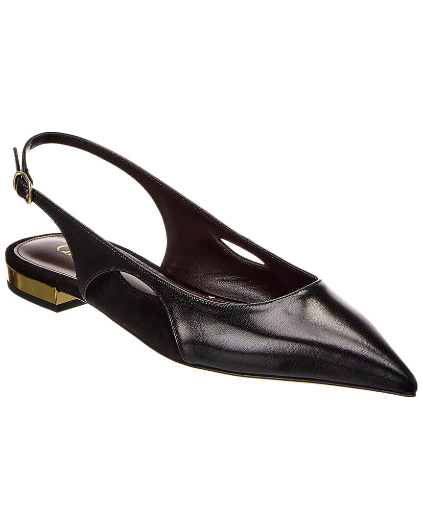 Shop Chloé Saada Leather & Suede Slingback Flat In Black