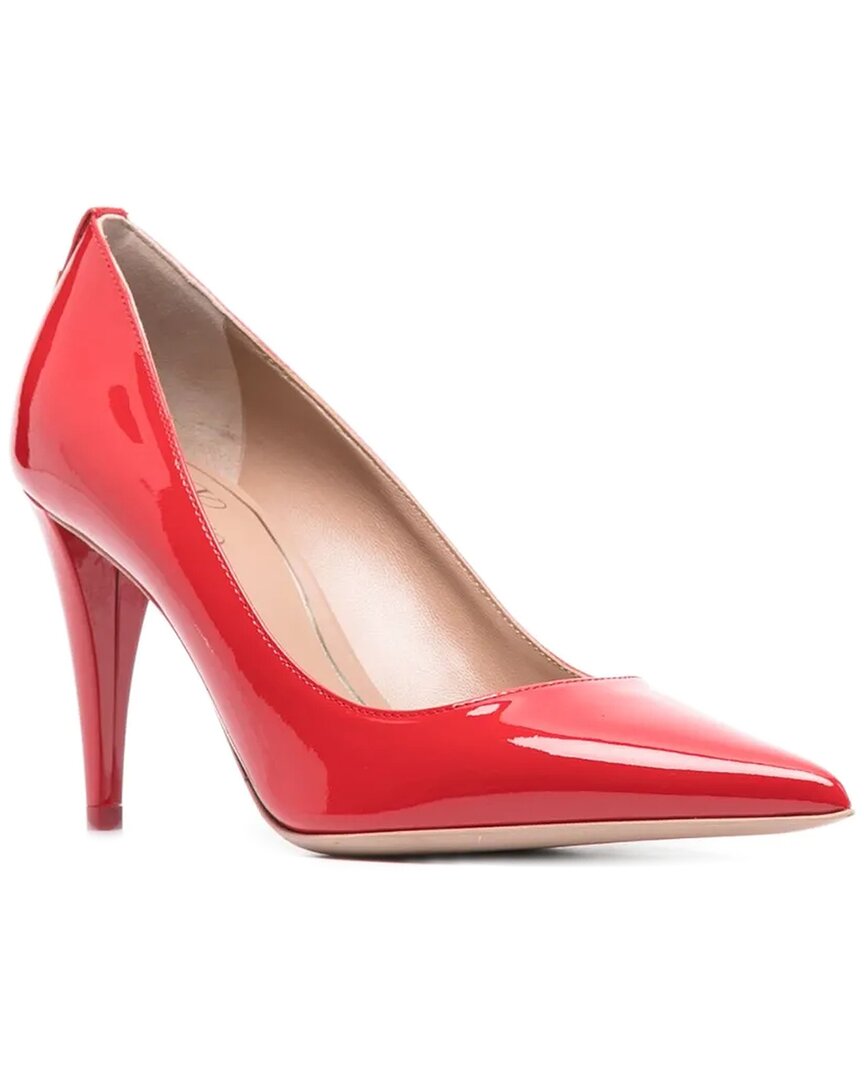 Valentino Roman Stud Leather Ballet Flat In Red