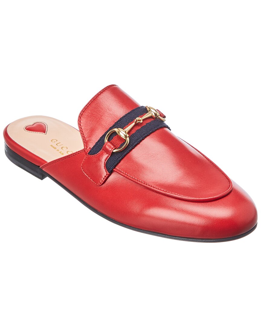 Shop Gucci Princetown Leather Slipper In Red