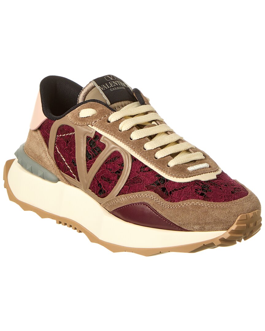 Shop Valentino Lace Runner Suede & Lace Sneaker In Red