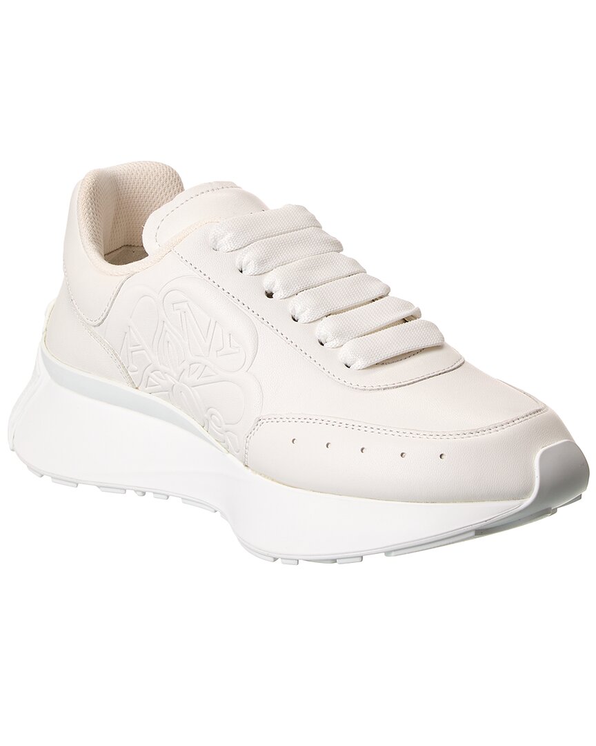 Alexander Mcqueen Low Sprint Runner Leather Sneaker In White