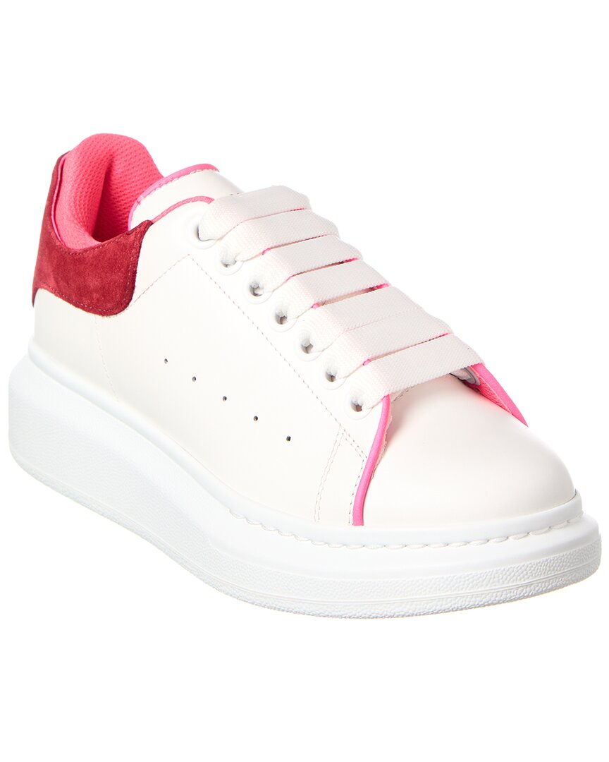 Alexander Mcqueen Leather Sneakers Heel Suede In White