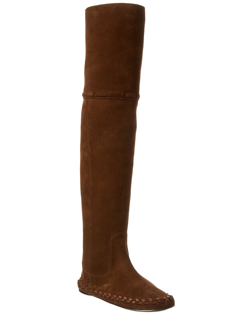 Celine Marlou Suede Over-the-knee Boot In Brown