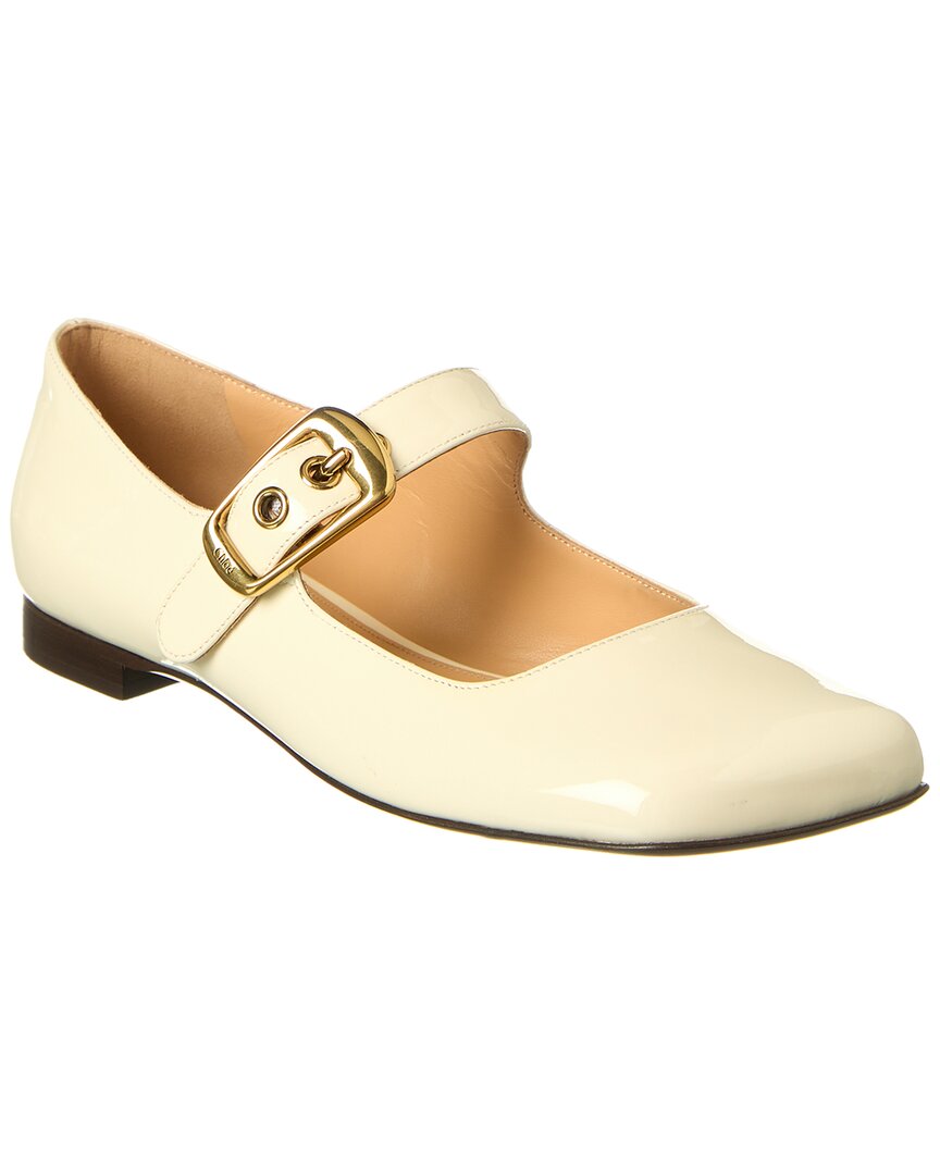Chloé Polly Patent Ballerina Flat In White