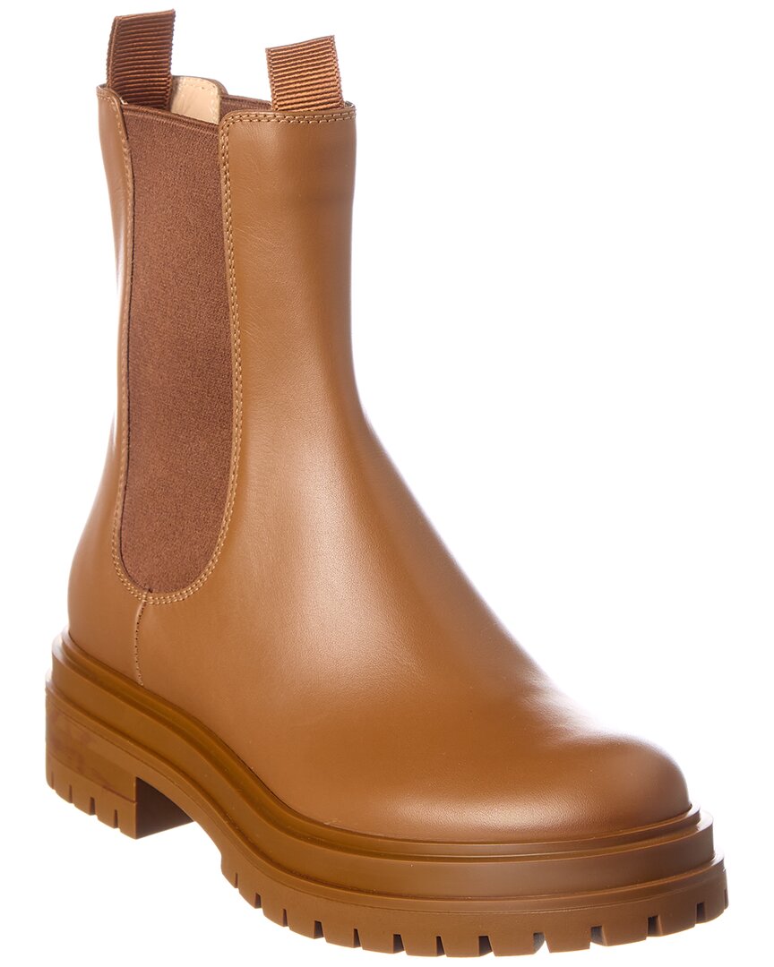 Gianvito Rossi Side Elastic Spliced Short Boots In Brown