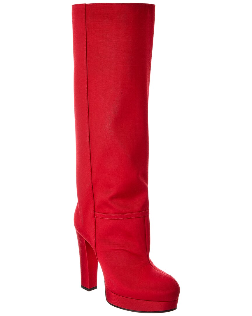 Gucci Grosgrain Platform Knee-high Boot In Red