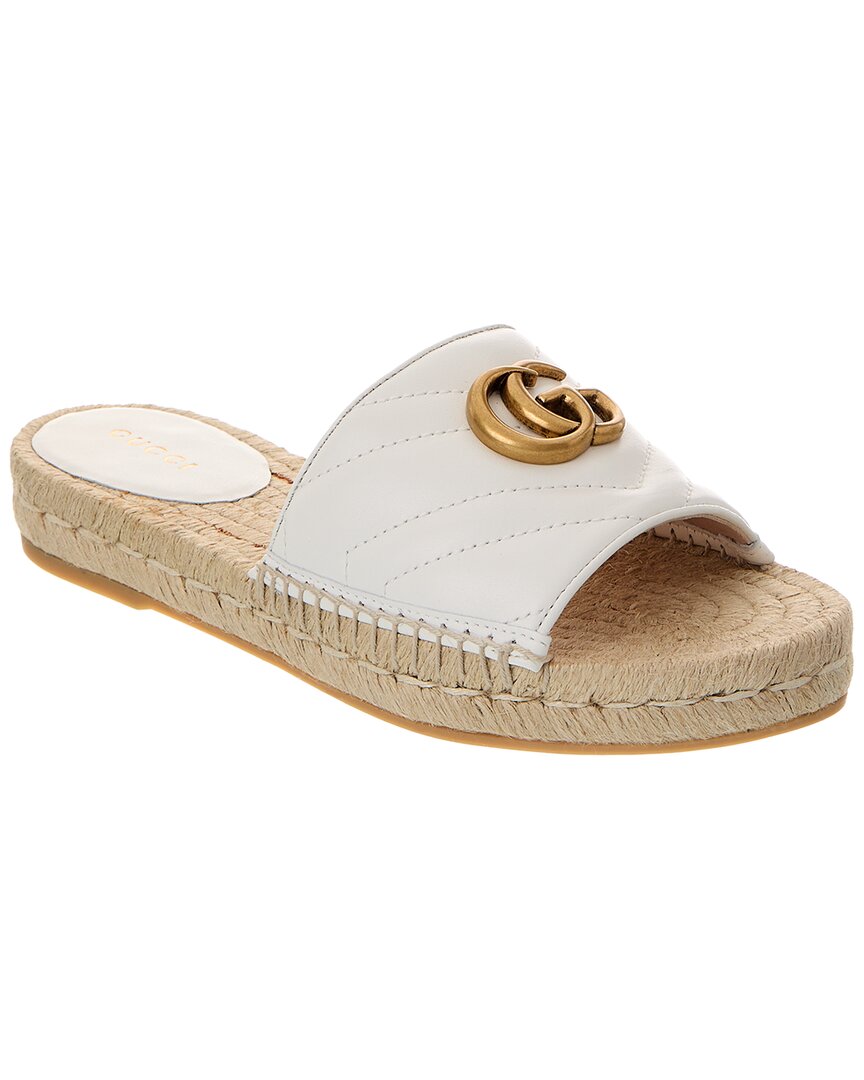 Gucci Interlocking G Leather Sandal In White