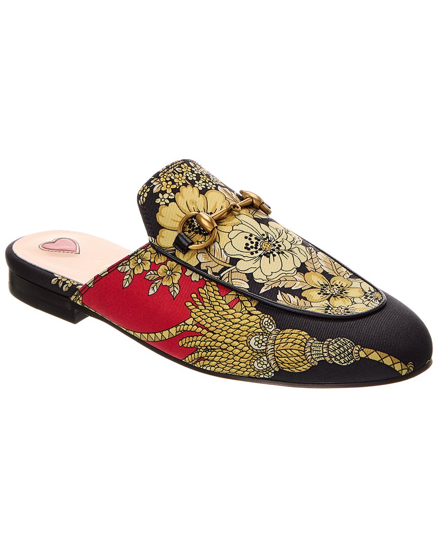Shop Gucci Princetown Canvas Slipper In Black