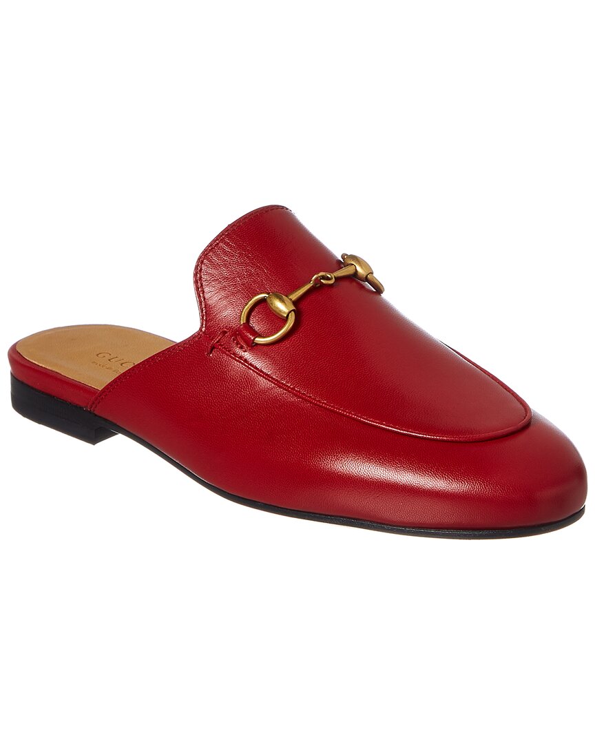 Shop Gucci Princetown Leather Slipper In Red