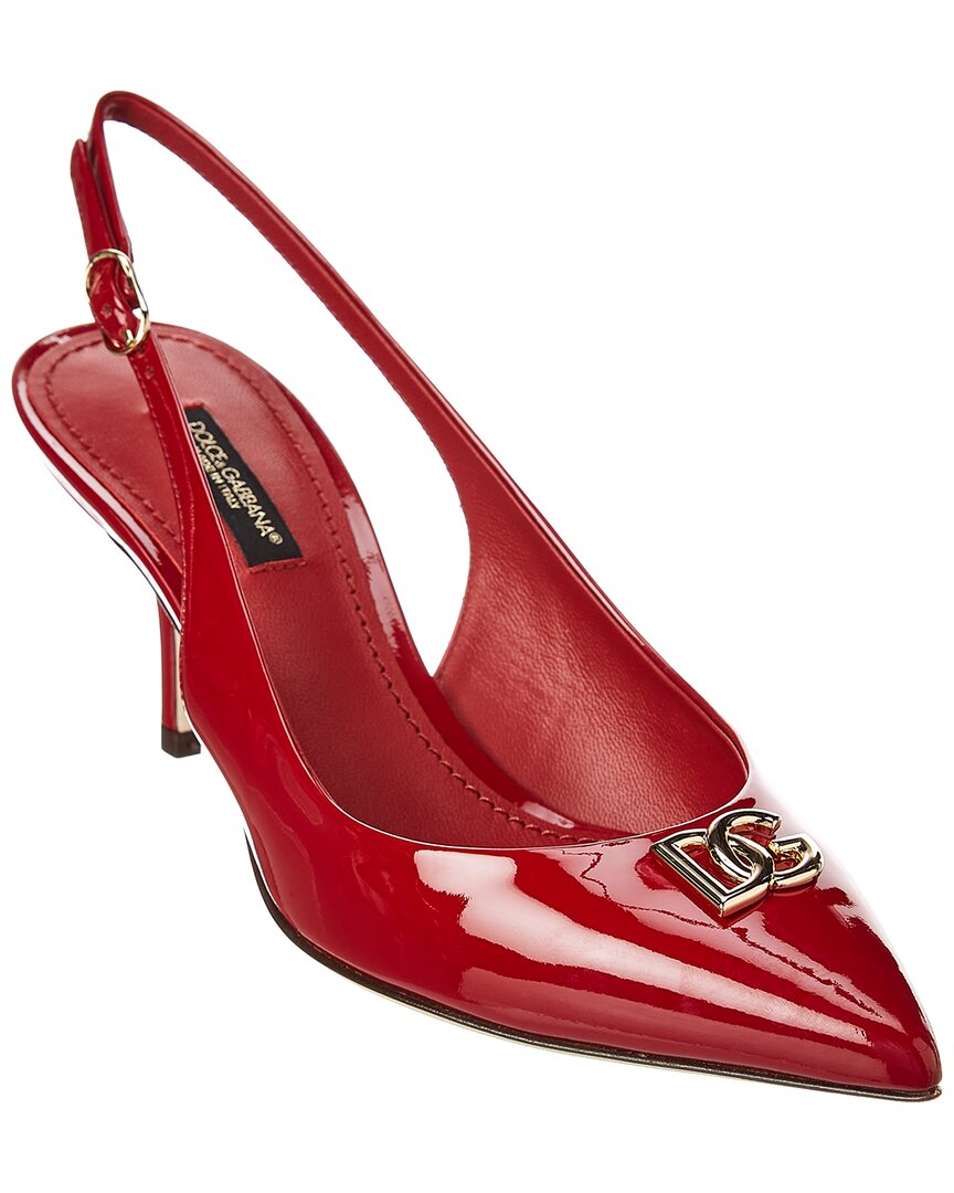 Dolce & Gabbana Embellished Patent-leather Slingback Pumps In Red