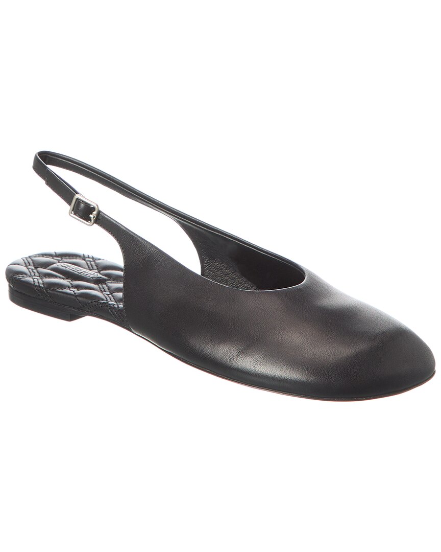 Burberry Leather Baby Slingback Ballerinas In Black