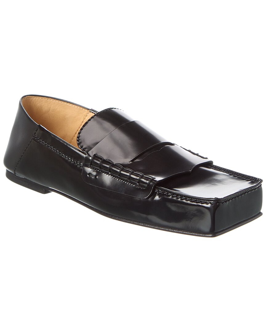 Shop Jacquemus The Carre Leather Loafer In Black