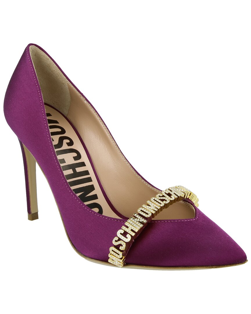 Moschino Satin Pointed Toe Pump In Brown
