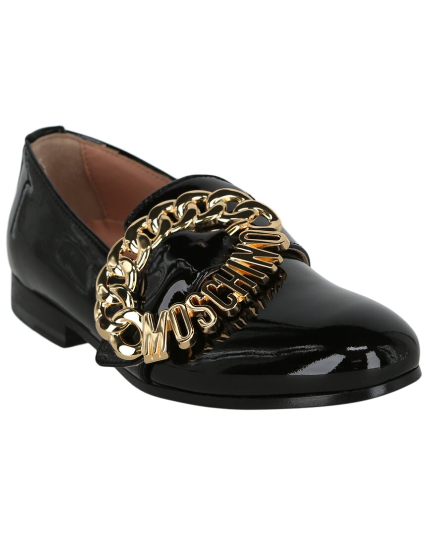 Moschino Logo Buckle Loafers In Black
