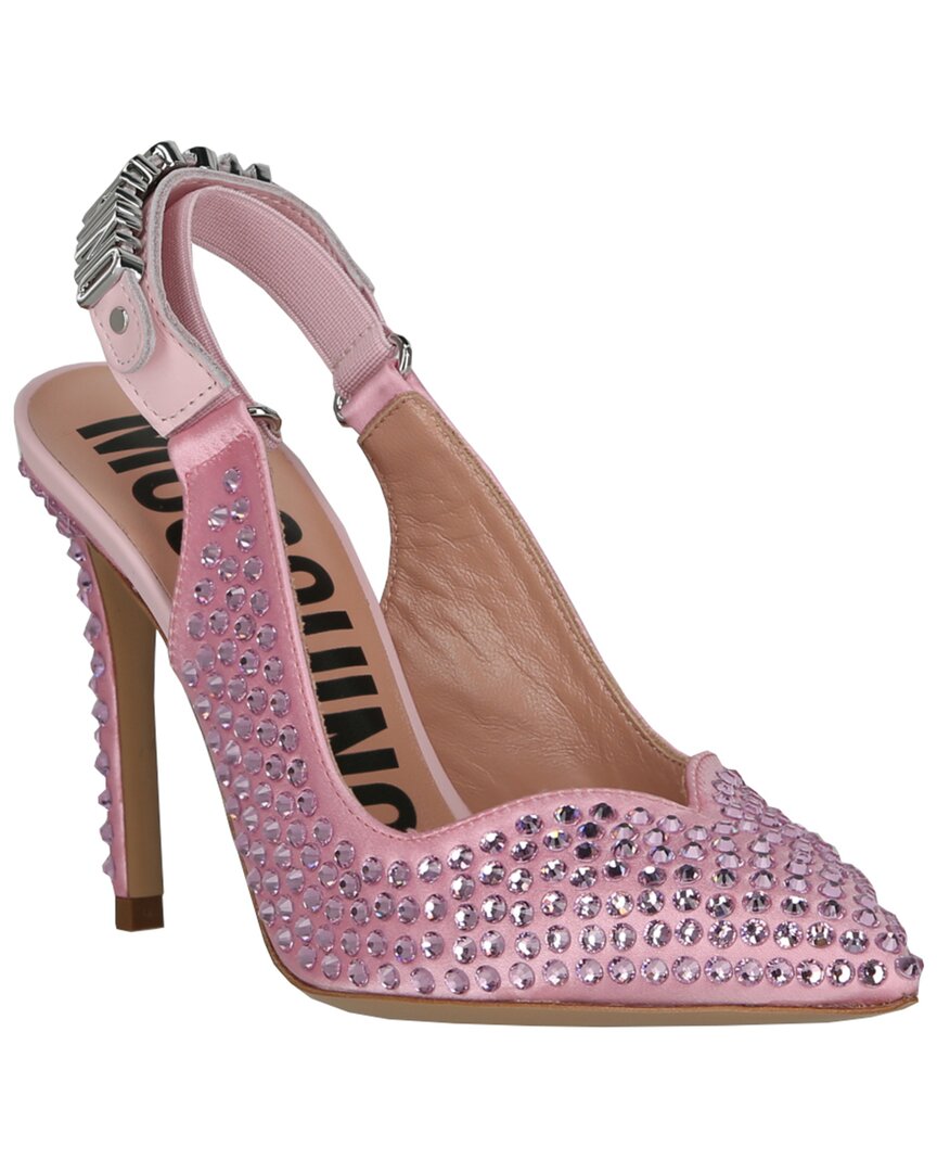 Moschino Silk & Leather Pump In Black