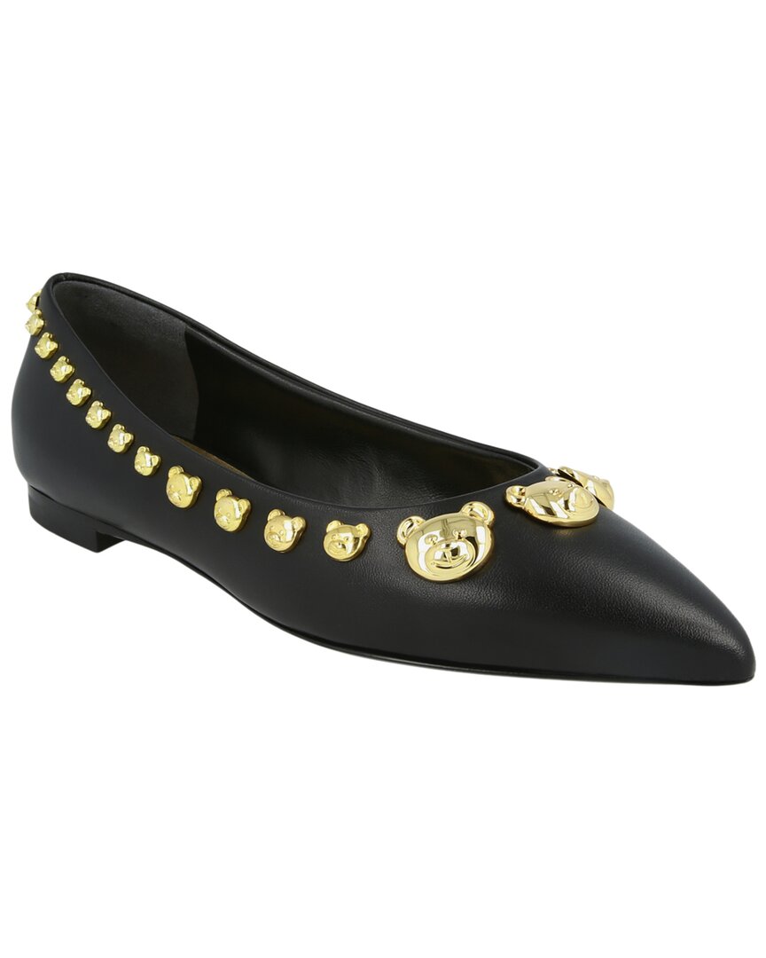 Moschino Teddy Stud Flats In Black
