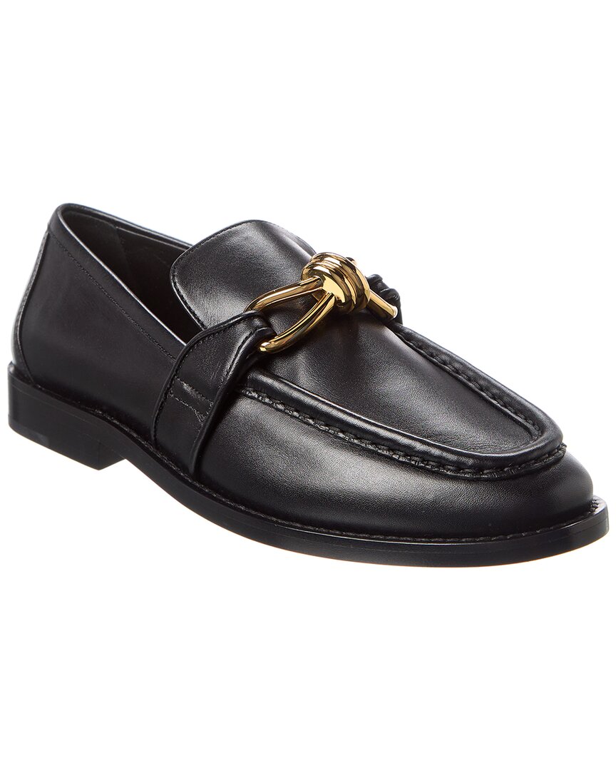 Bottega Veneta Astaire Metallic Knot Leather Loafers In Black