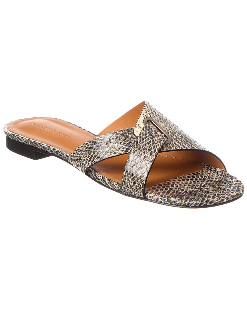 Clergerie Astonco Snake-embossed Leather Sandal In Brown
