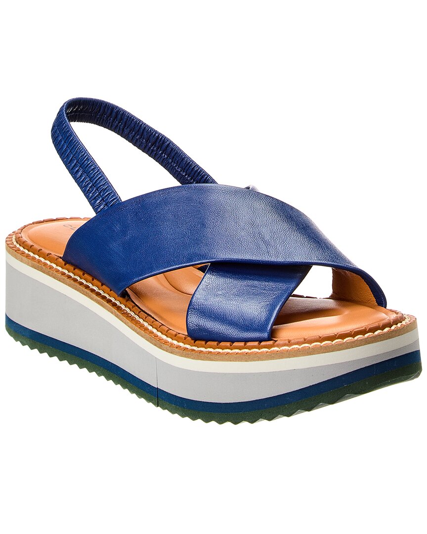Clergerie Freedom Leather Platform Sandal In Blue