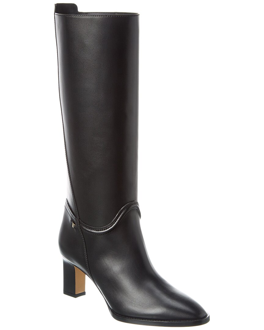 Ferragamo Toren Womens Leather Pull On Knee-high Boots In Black