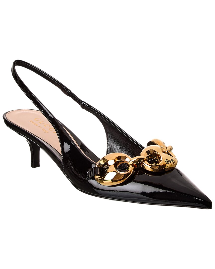 Gucci Marina Leather Pumps In Black