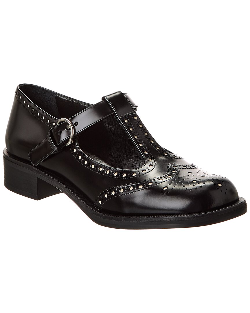 Miu Miu Logo Leather Mary Jane In Black
