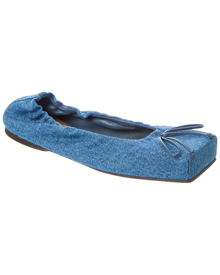 Jacquemus Les Ballerines Bow Square Toe Denim Ballet Flat In Blue
