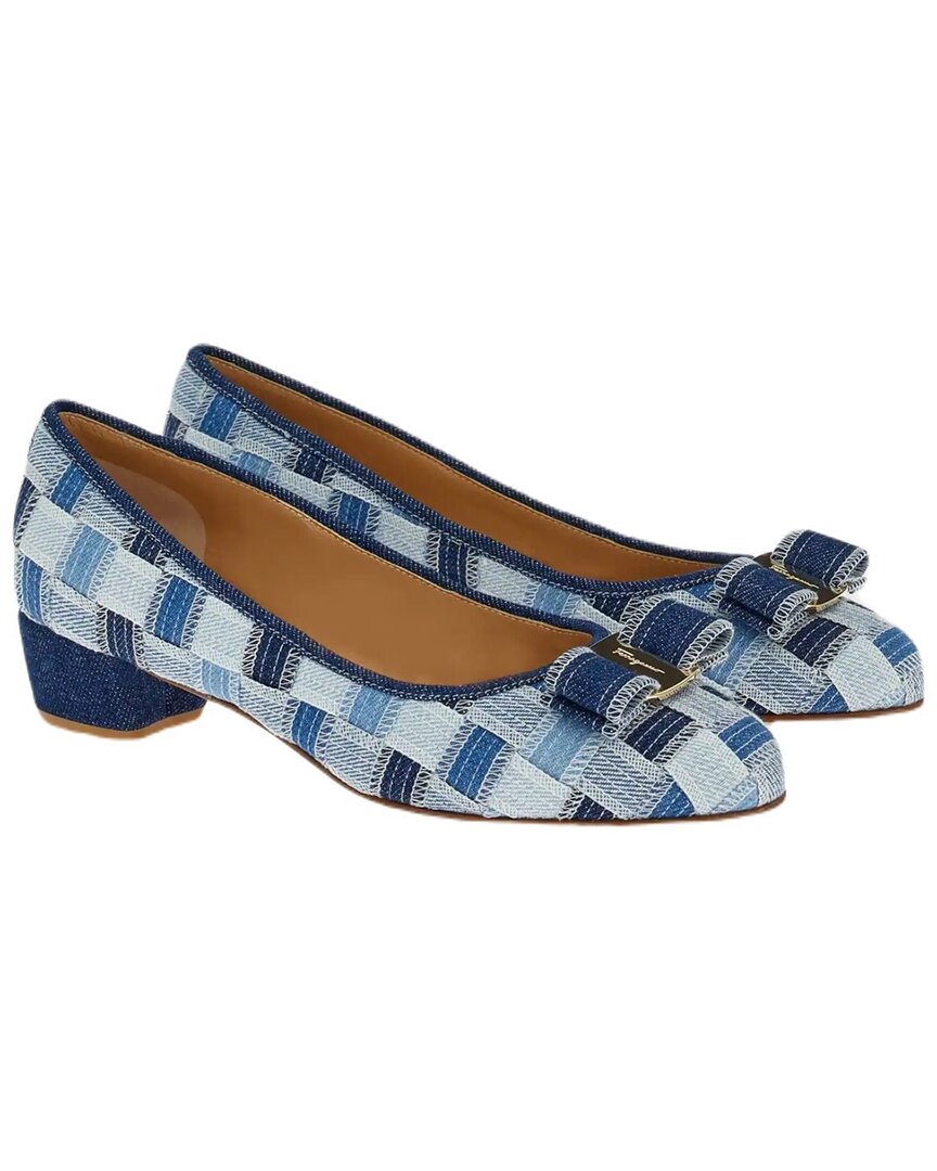 Ferragamo Varina Denim Pump Denim Intr Ls-intrecc In Blue