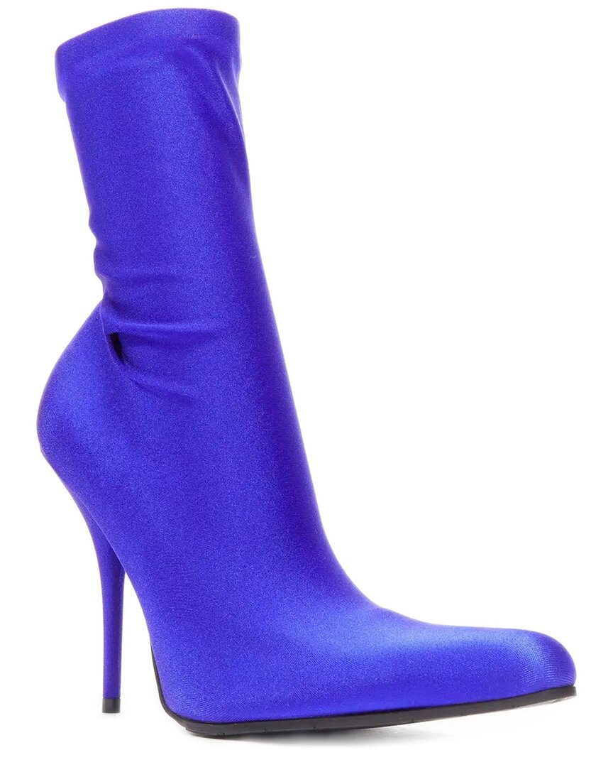Balenciaga Denma Shiny Leather Sock Bootie In Blue