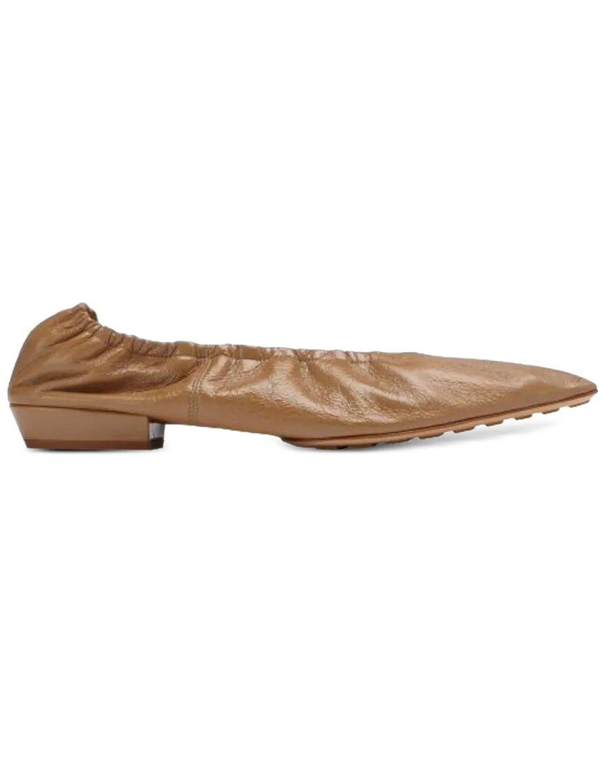 Bottega Veneta Leather Ballerina Flat In Brown