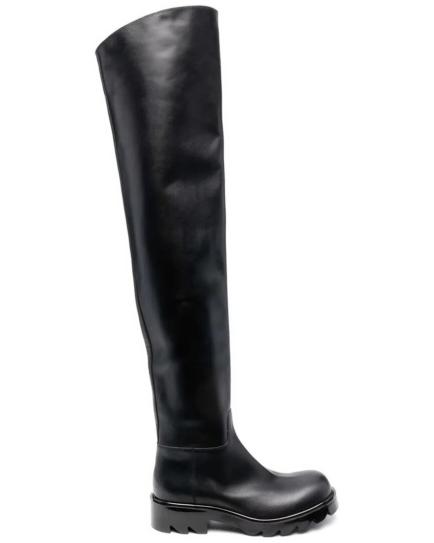 Bottega Veneta Strut Leather Over-the-knee Boot In Black