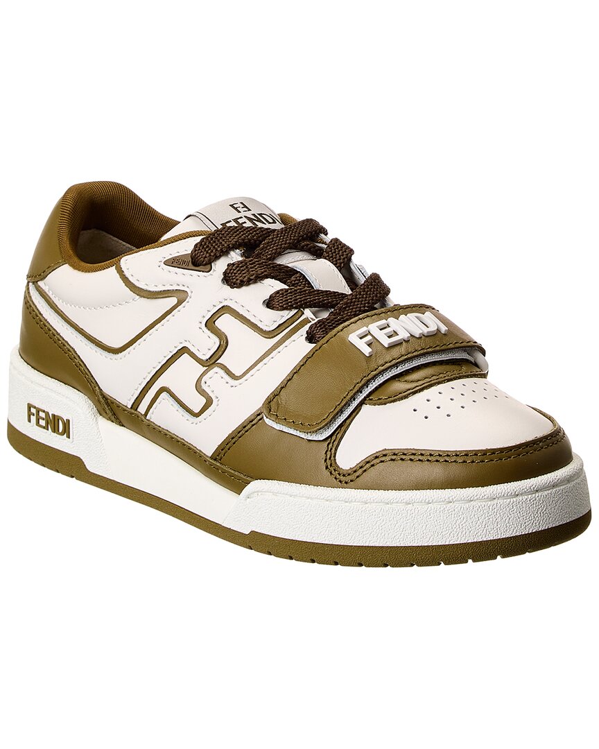 Shop Fendi Match Leather Sneaker In Green