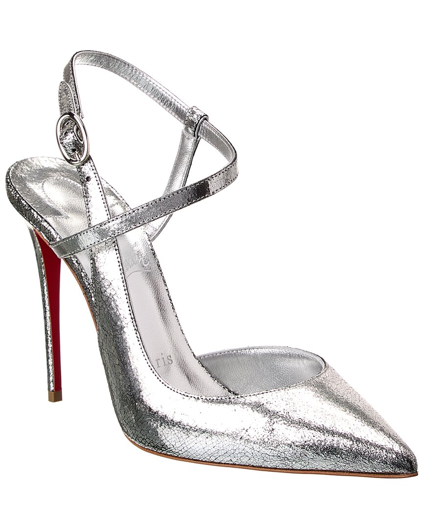 Christian Louboutin Jenlove 100 Leather Pump In Silver
