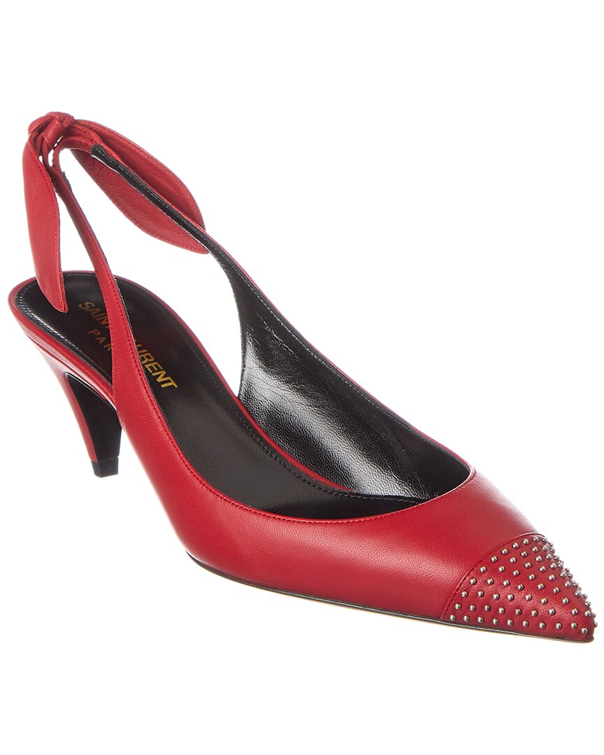 Saint Laurent Charlotte 55 Leather Slingback Pump In Red