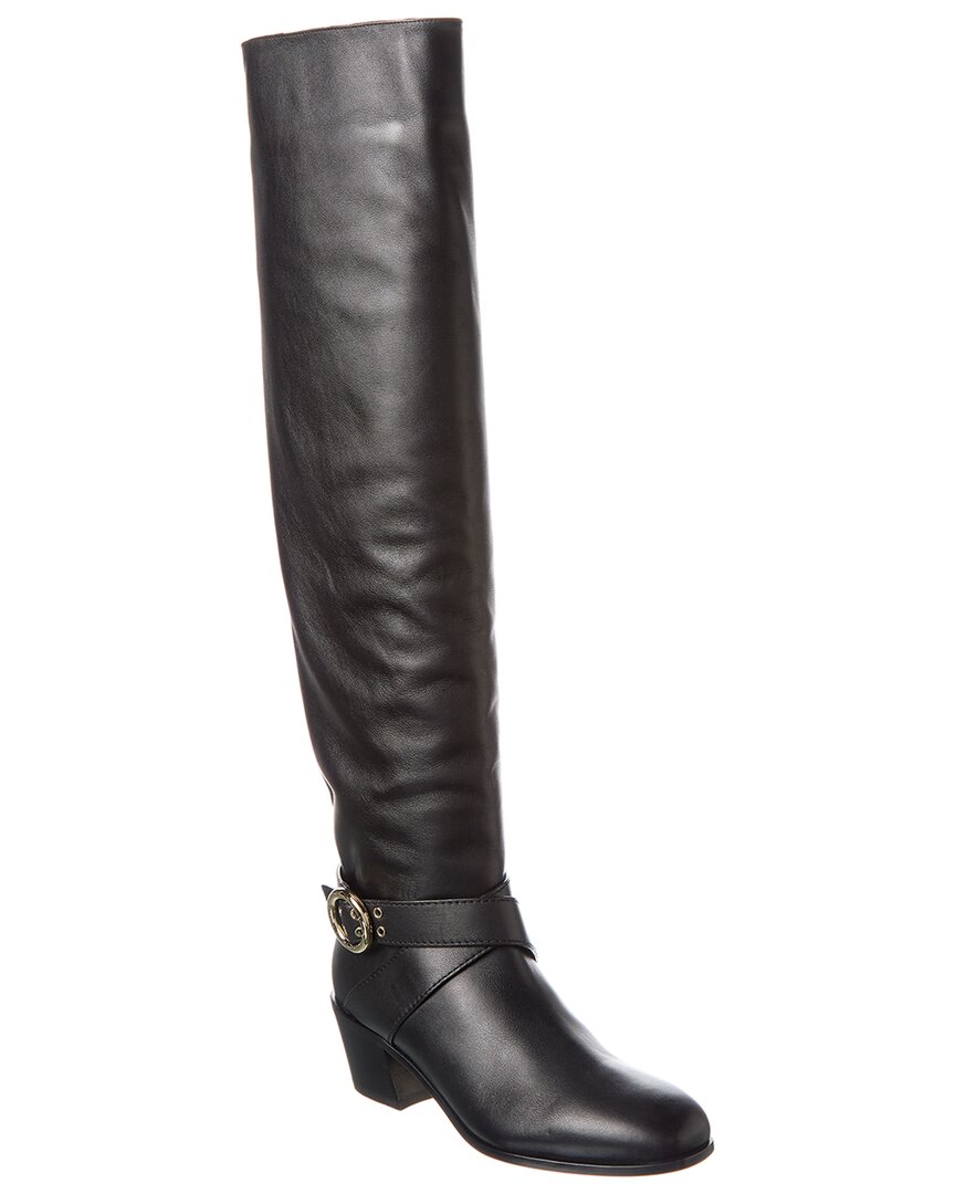 Shop Jimmy Choo Beca Leather Tall Boot In Black