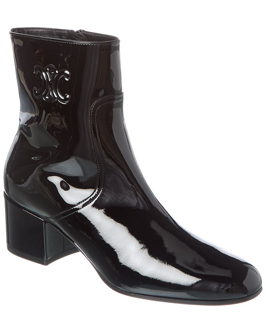 Celine Triomphe Zipped Patent Boot In Black