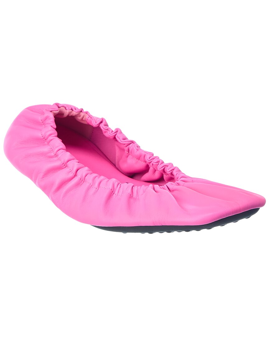 Shop Balenciaga Tug Leather Ballerina Flat In Pink