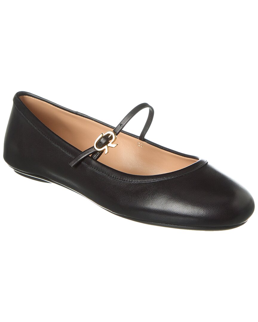 Shop Gianvito Rossi Carla Leather Flat In Black