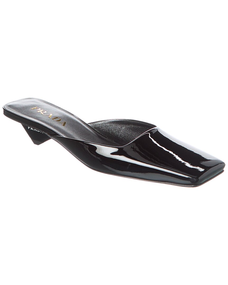 Prada Satin Square-toe Ballerina Mule Pumps In Black
