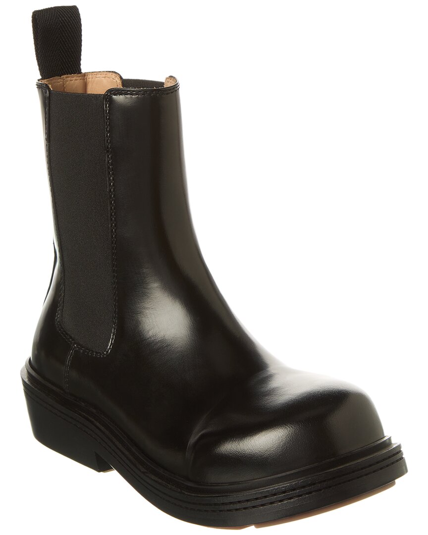 Bottega Veneta Polished Finish Black Ankle Boots With Elastic Side Panels In Black