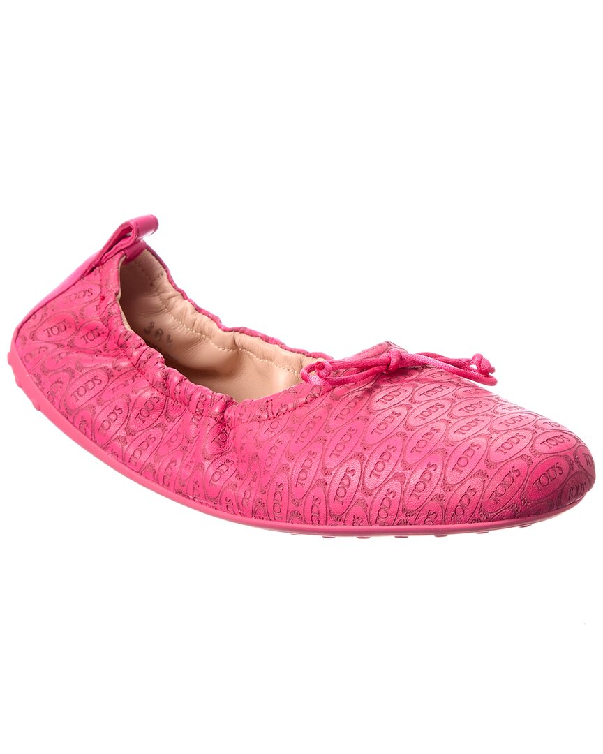 Shop Tod's Leather Ballerina Flat In Pink