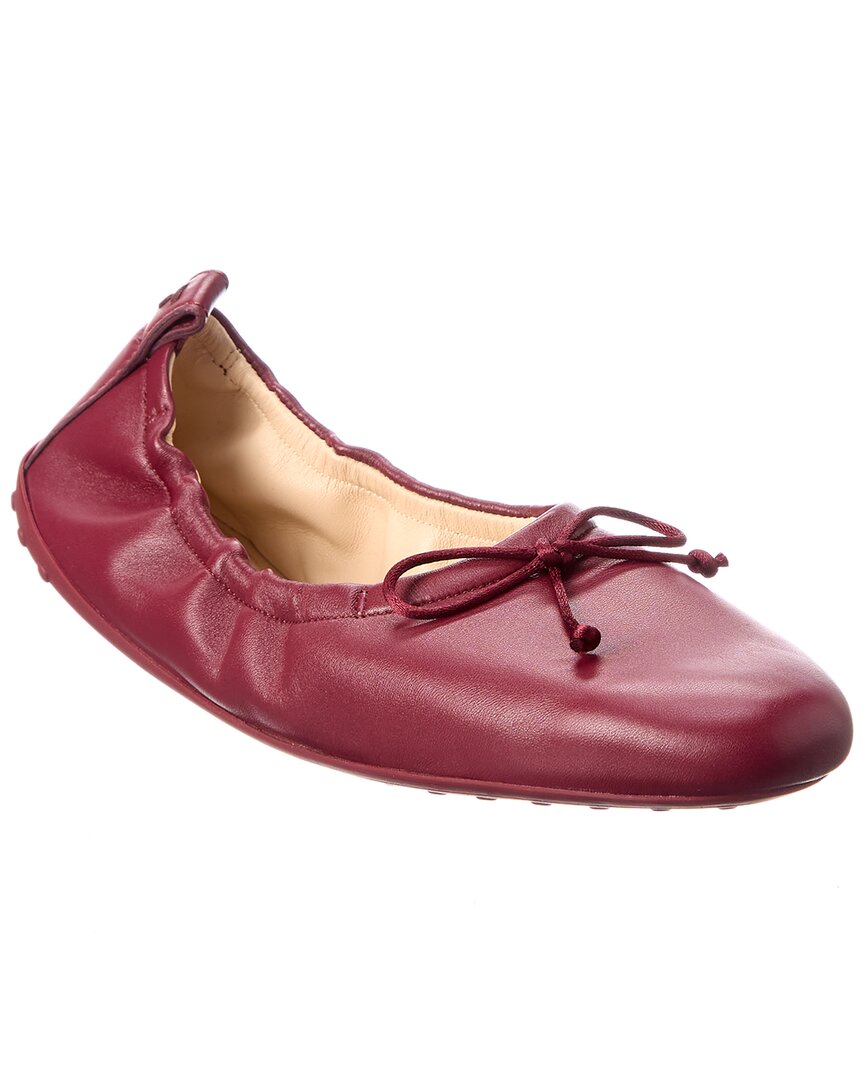 Shop Tod's Gommino Leather Ballerina Flat