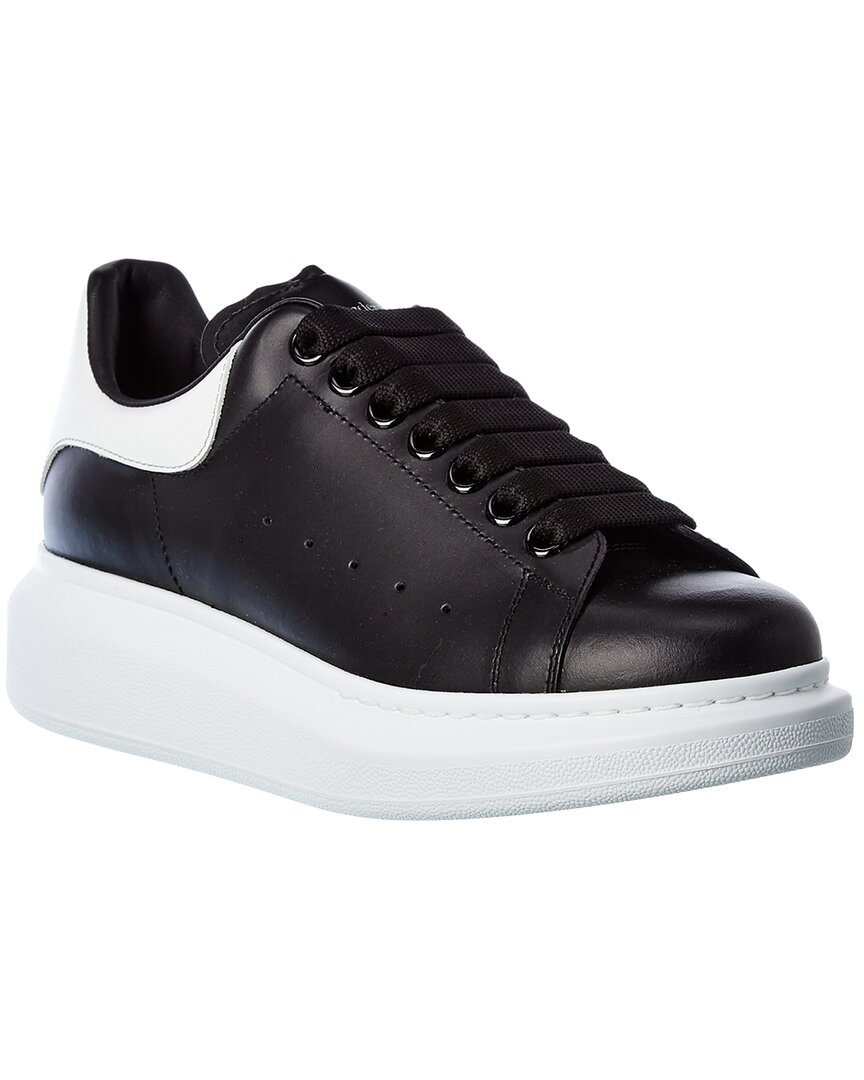 Alexander Mcqueen Leather Exaggerated-sole Sneakers In Black