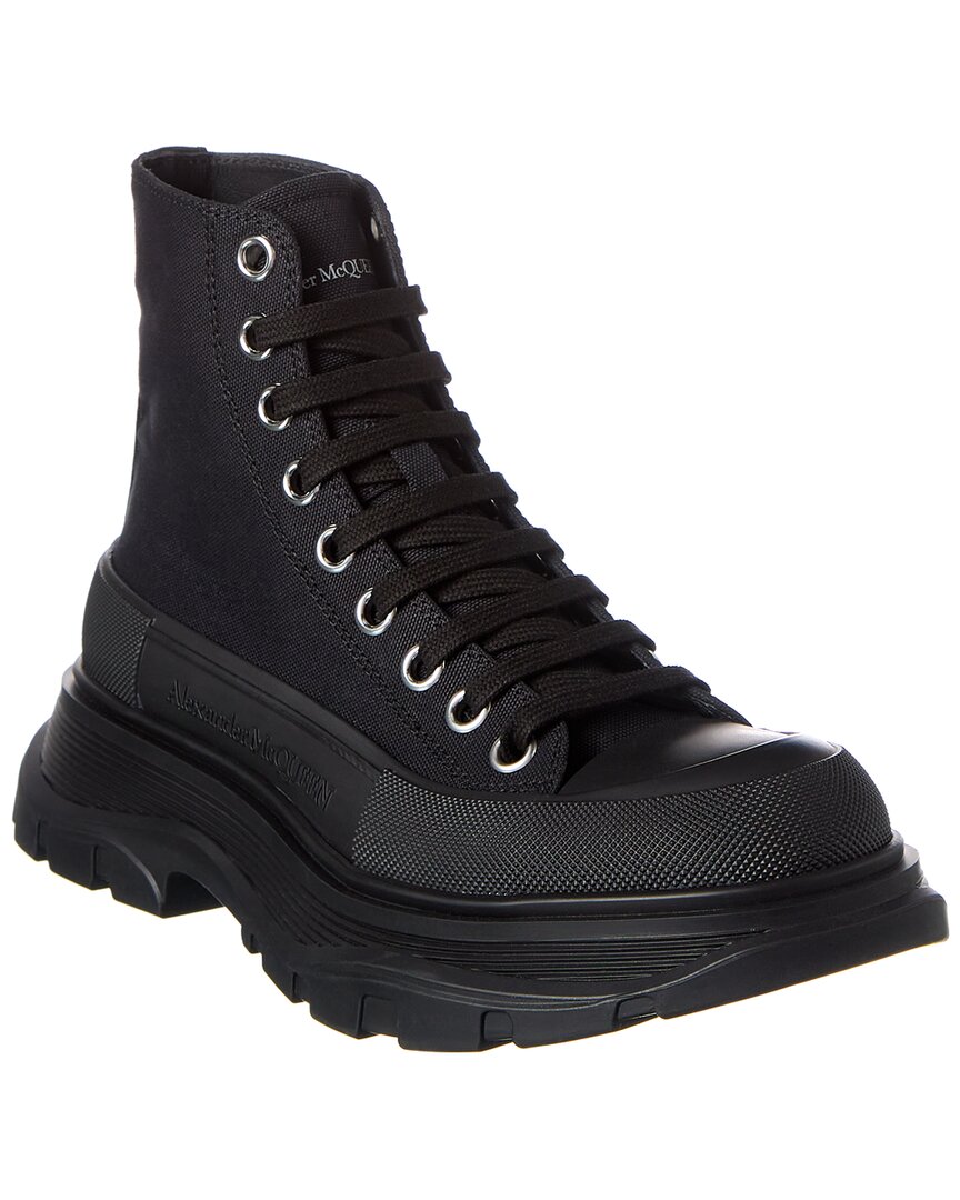 Alexander Mcqueen Tread Slick Canvas Boot In Black