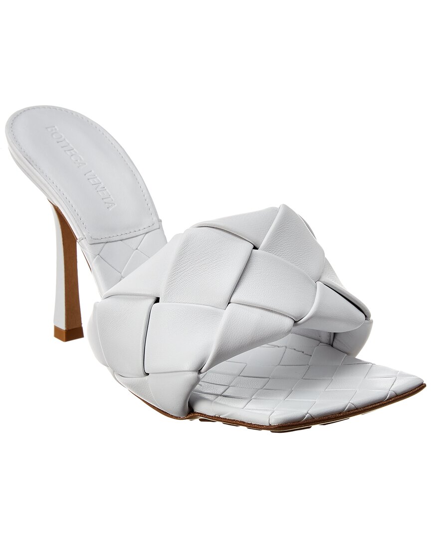 Bottega Veneta The Lido Intrecciato Leather Sandal In White